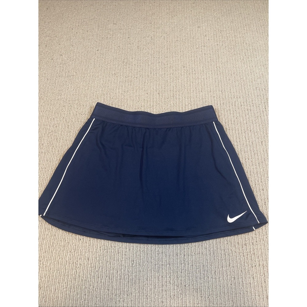 Nike Women's Small Court Dri FIT Flex Skort Navy White Piping Tennis Skort